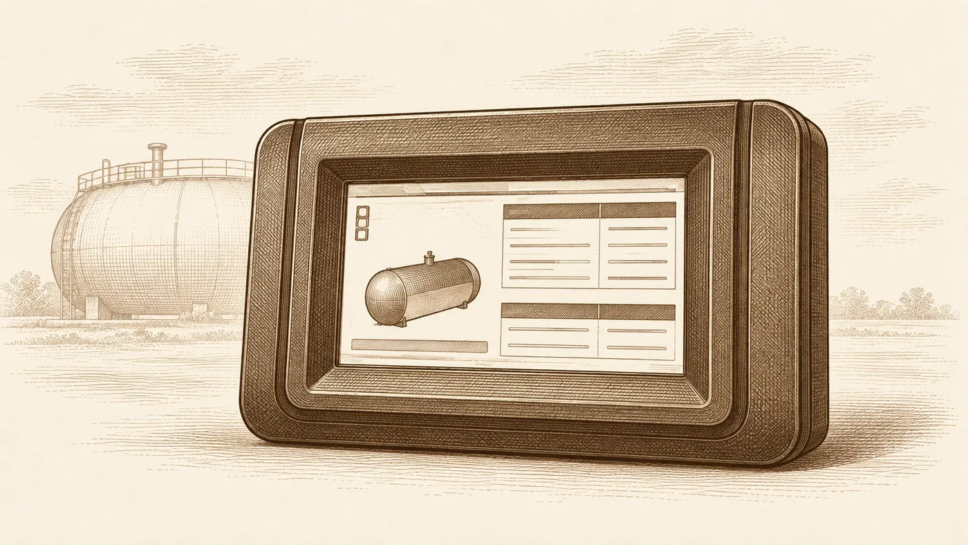 Ilustración conceptual de una consola de telemedición de tanques