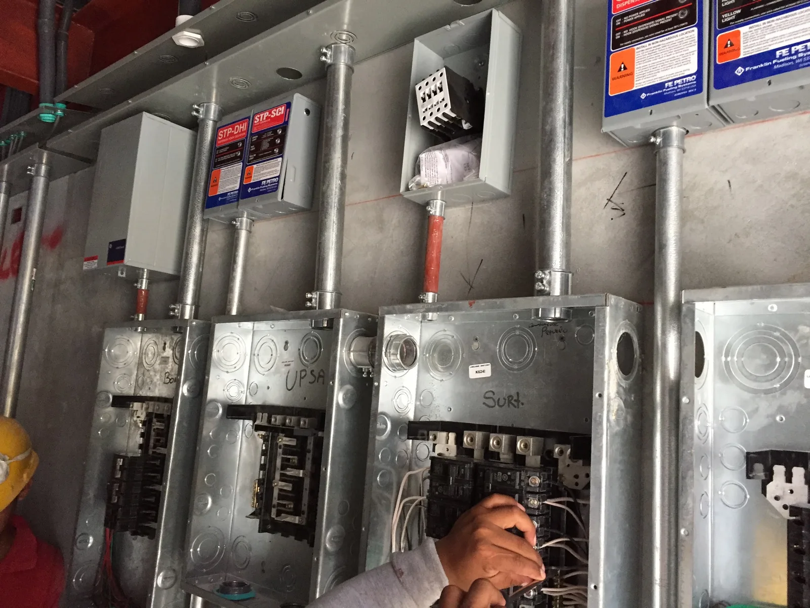 Electrical control panel with the submersible pump (STP) controllers of a Delta El Tecal station